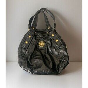 Marc Jacobs Black Cow Leather Two Way Zipper Shoulder Bag Purse Oversized.